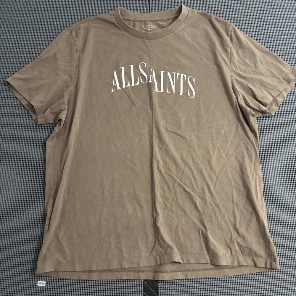 AllSaints Mens Relaxed Fit Logo Graphic T-Shirt Brown Size XL Portugal